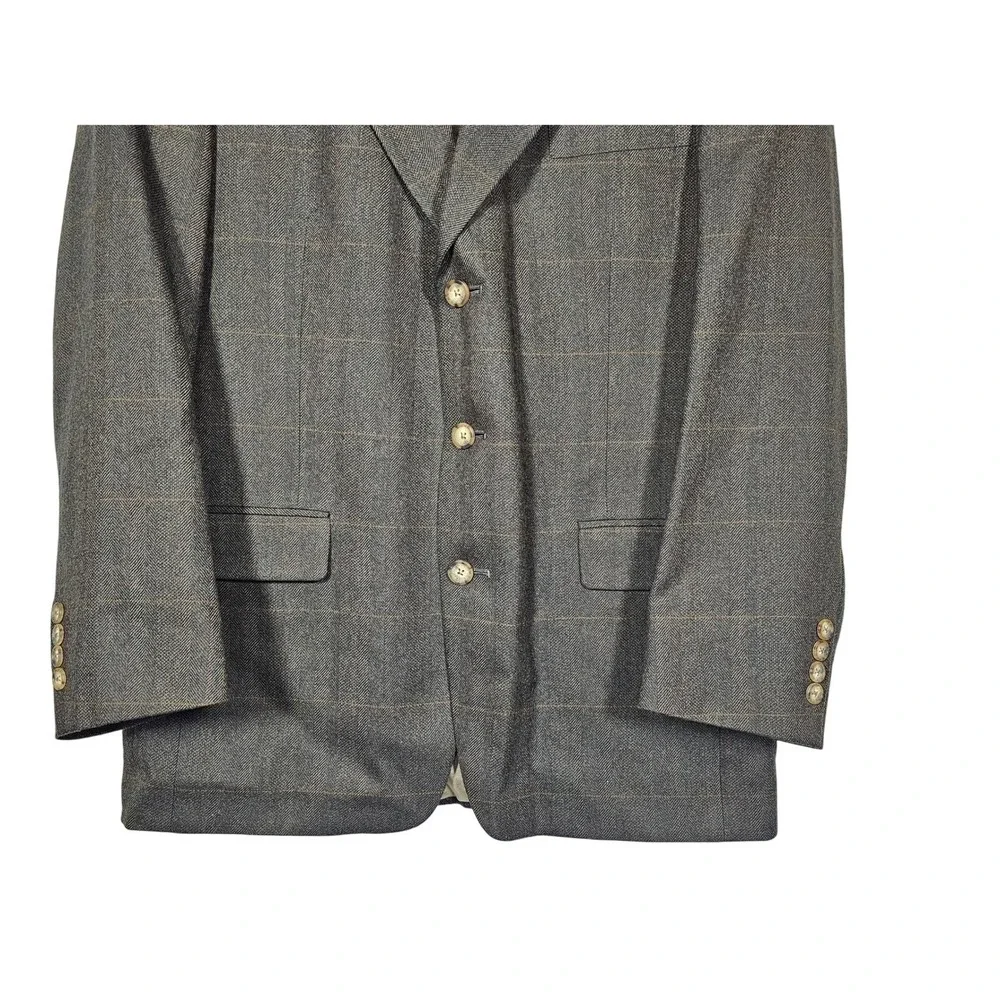 Austin Reed London Blazer 40R Brown‎ Herringbone Plaid Tailored in USA LL Bean